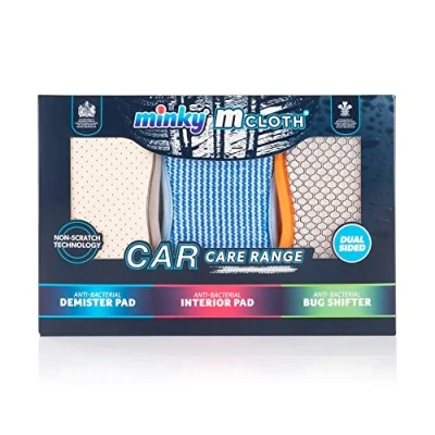 Image of Minky 3 Pack M Cloth Car Cleaning Kit Microfibre Valet Gift Set Auto Detailing Pad Care