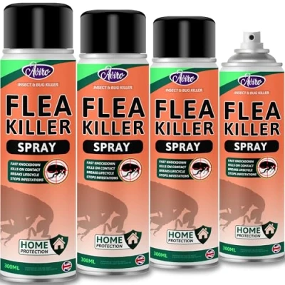 Image of Aviro Flea Spray for The Home Fast Acting Killer Treatment House. Professional and Safe to Use Household FleaSpray Immediate &amp; Long Term Control Against Fleas (4xAerosols)