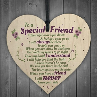 Image of RED OCEAN Special Friend Friendship Plaque Shabby Chic Wooden Hanging Heart Thank You Birthday Gift