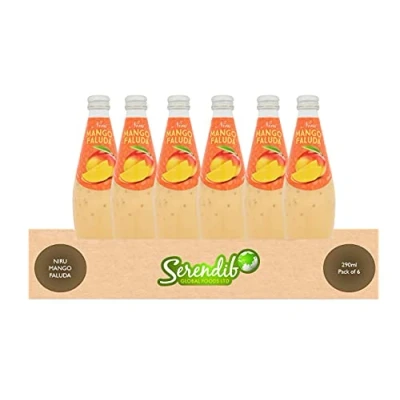 Image of Niru Mango Faluda Drink 290ml Pack of 6 Flavoured with Basil Seeds &amp; NATA De Coco Free from Preservatives Product Thailand