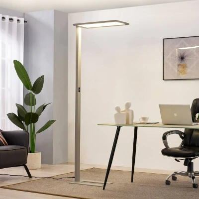 Image of Prios LED office floor lamp Taronis, 195 cm, silver, dimmable