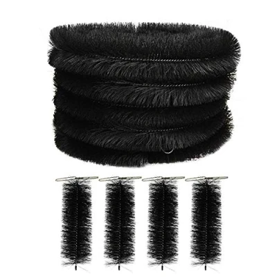 Image of 20 Metres of Black Gutter Brush Leaf &amp; Moss Guard Rolls (5 x 4m) with Pack 4 Drain Plugs