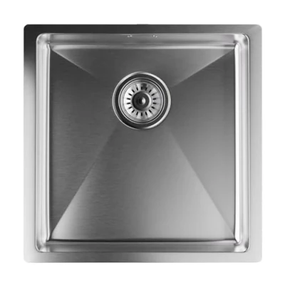 Image of Klarstein Stainless Steel Sink Square Design, Durable 304 Steel, Scratch &amp; Heat Resistant, Easy to Clean, Includes Overflow Installation Kit, 45x45 cm,