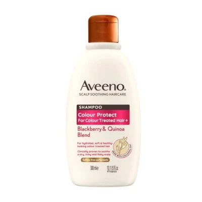 Image of Aveeno Colour Protect Blackberry and Quinoa Scalp Soothing Shampoo for Treated Hair 300ml