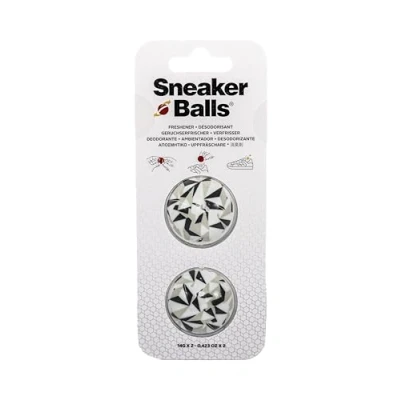 Image of Sneaker Balls Shoe Deodorizer &amp; Freshener Balls, Odor Eliminator for Shoes/Gym Bags/Lockers, Small 3.8cm Diameter, Quick Twist Action, Long Lasting 90 Day Fresh Scent Edgy White