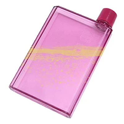 Image of Flat Water Bottle, 350ml/420ml Purse Bottle A5 A6 Memo Paper Bottles Leak Proof Reusable Pad for School Activity Outdoor Gym Cycling Hiking