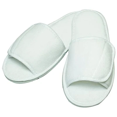 Image of Towel City Open toe Slippers with Hook and Loop Strap White 811