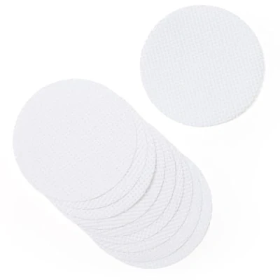 Image of Springboard Cross Stitch Fabric Circles 10 Pack of Binca Mesh for Sewing 100% Cotton, 6 Count Embroidery Kids Accessories 15 cm Diameter White