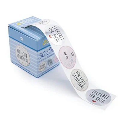Image of Avery Zweckform Sticker on roll, Motive Treat for You, Round 38 mm, 3 Motives, Multicoloured, 1 roll with 50 Stickers