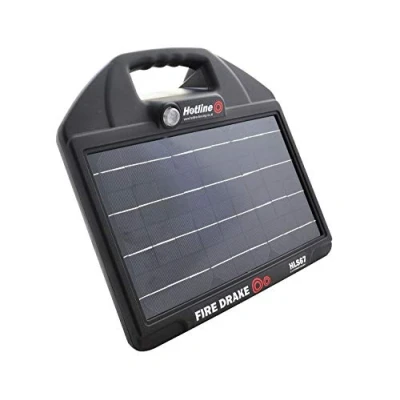 Image of Fire Drake solar 0.34j 12 volt with 10watt panel and internal 12volt 7Amp/hr battery Electric Fencing