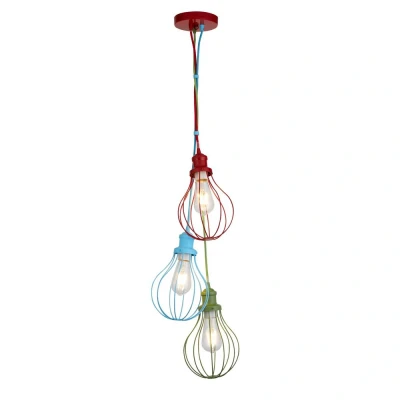 Image of Novelty 3 Light Drop Balloon Cage Pendant Colour