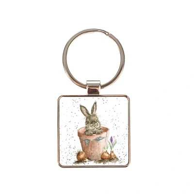 Image of Wrendale Designs &#039;The Flower Pot&#039; Rabbit Keyring