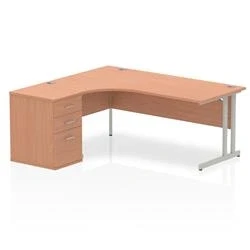 Image of Impulse 1800mm Left Crescent Desk Beech Cantilever Leg + High Ped