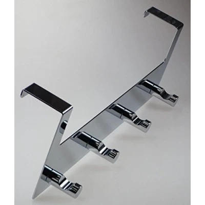 Image of 4 Hook Over Door Hanging Rail Chrome Plated ; for Thin and Wide Doors
