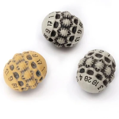 Image of D20 Dice Set of Three 20 Sided Skull &amp; Bone Themed RPG Dice. Cool Unique Gift for Dungeons Dragons (DND), Warhammer, D&amp;D, Pathfinder, D and D. (Mixed)