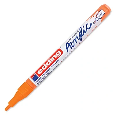 Image of edding 5300 acrylic marker fine neon orange 1 waterproof paint round nib 2mm pen for drawing on canvas, art paper and wood markers pebbles
