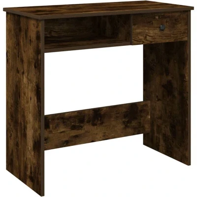 Image of vidaXL Desk Smoked Oak 80x40x75 cm Engineered Wood Modern Writing/Study Table for Office/Bedroom