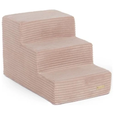 Image of Velinda Dog stairs pet, cat, for bed sofa, removable cover, steps, ladder, 3 steps (COLOUR: light pink (corduroy))