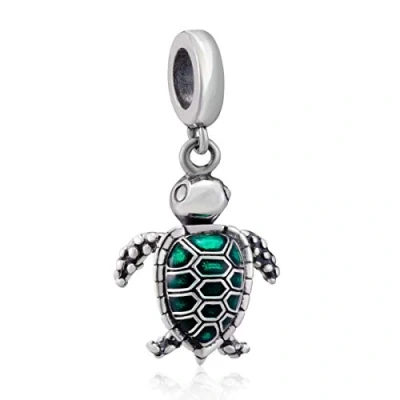Image of Yashuo Turtle Charm Bead Original Sterling Silver Charms Sea Tortoise Animal for Pandora Bracelets (Bue Charms)