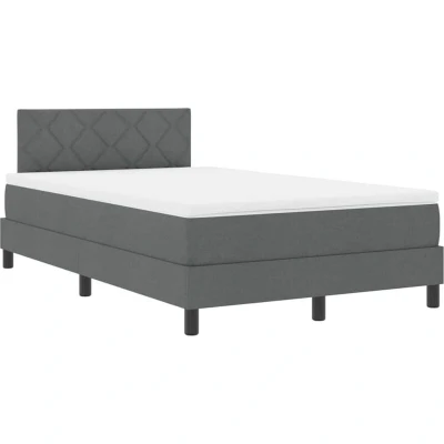 Image of Box Spring Bed with Mattress Dark Grey 120x200 cm Fabric Vidaxl