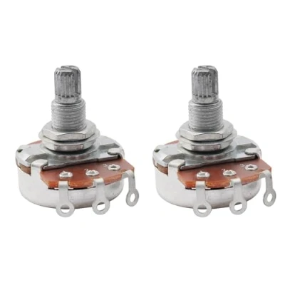 Image of Musiclily B250K Metric Coarse 18 Spline Split Shaft Pots Linear Taper Potentiometers for Electric Guitar Bass (Set of 2)