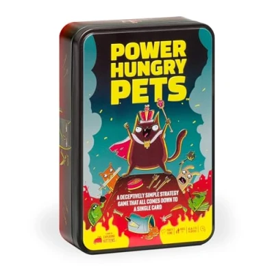 Image of Exploding Kittens Power Hungry Pets in Collectible Tin 2 6 Players Ages 7+ 15 Minutes to Play Strategic and Simple Card Game Party Game, Family Night, Kid Adult