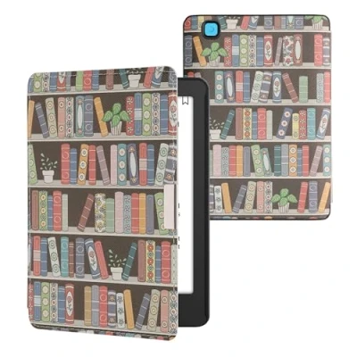 Image of kwmobile Case Compatible with Kobo Aura Edition 2 eReader Cover Summer Library Blue/Green/Dark Pink