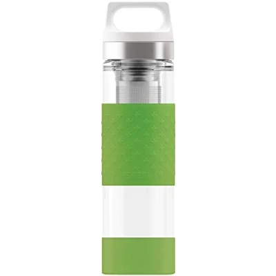 Image of SIGG Hot &amp; Cold Thermal Water Bottle (0.4 L), Pollutant Free and Insulated Thermos Flask, Glass with Silicone Shell
