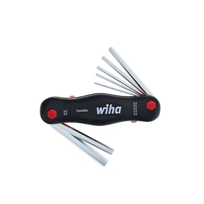 Image of Wiha 35195 Metric Pocket Star Fold Up Key Set with Large Ergo Handle, 7 Piece