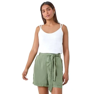 Image of Roman Plain Double Strap Stretch Vest Top for Women UK Ladies Spring Everyday Summer Holiday V Neckline Comfy Sleeveless Soft Jersey Fabric Shirt Vacation Tanks White Size 12