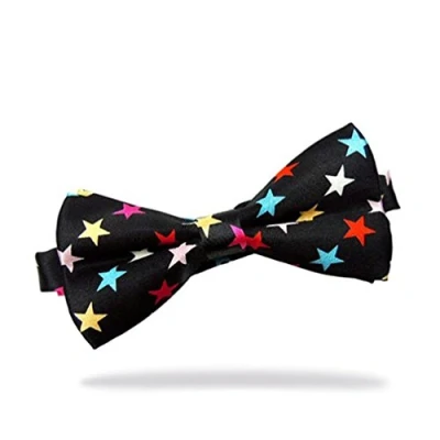 Image of New Novelty Bow Tie Dickie Satin Silkly Pre Tied for Wedding/Former Wear (T05 Colourful Star)