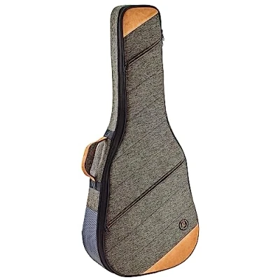 Image of Ortega Guitars Padded Soft Case for Dreadnought Canvas, Cotton, Suede Leather grey brown, mocca (OSOCADN MO)