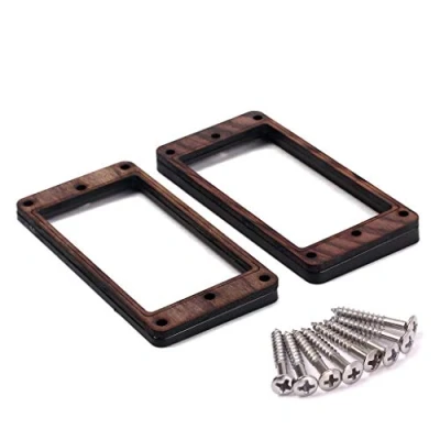 Image of Alnicov 2 Pcs Curved Bottom Humbucker Pickup Ring Set for Epiphone Guitar Accessories,Rosewood