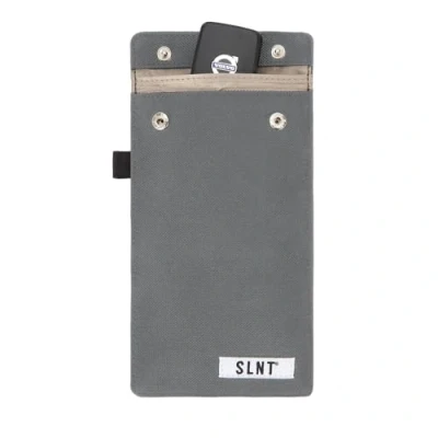 Image of SLNT Signal Blocking Faraday Key Fob Case with Silent Pocket Car Anti Theft Device Shields Against All Types, Including RFID &amp; Durable Bag, Fits Most Keyfobs (Charcoal Grey)