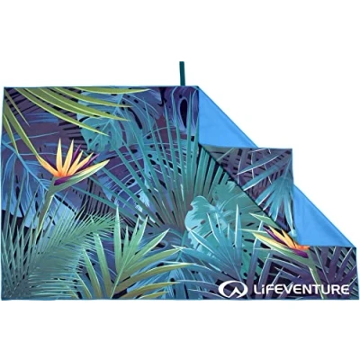 Image of Lifeventure Recycled SoftFibre Travel Towel — Compact, Lightweight Quick Dry Sports &amp; Beach Towel, Sand Free Design, Giant (Tropical), 150.00 x 90.00 cms