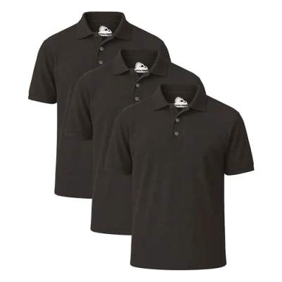 Image of Himalayan Pack of 3 Breathable Cotton Polo Shirts for Men Adult Comfortable and Lightweight Ribbed Collar Quick Dry Short Sleeve Men&#039;s Polos, Black, XXL