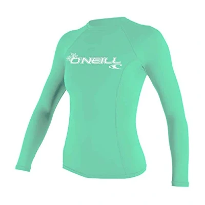 Image of O&#039;Neill Wetsuits Women&#039;s Basic Skins Long Sleeve Rash Guard Shirt, Light Aqua, M UK