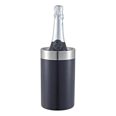 Image of Buckingham Stainless Steel Double Wall Champagne Wine Bottle Cooler Chiller 20 x 12 cm, (Black Finish)