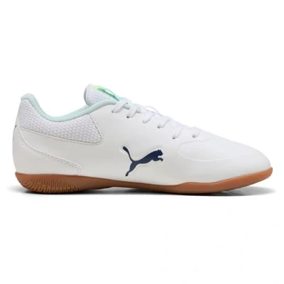 Image of Puma Truco III Unisex Indoor football boots for kids, Size: 5, White/aqua fizzy light shoes