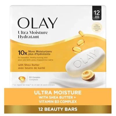 Image of Olay Moisture Outlast Ultra Shea Butter Beauty Bar with Vitamin B3 Complex, 3.17 oz, 12 count