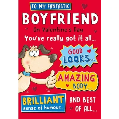 Image of Piccadilly Greetings Valentine&#039;s Day Card, Humour To my Fantastic Boyfriend 9 x 6 inches