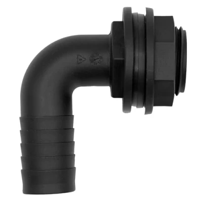 Image of VARIOSAN Tank Feedthrough 16676 1 Inch Male Thread x 25 mm Angled Hose Nozzle 90 Polypropylene Black with Seal