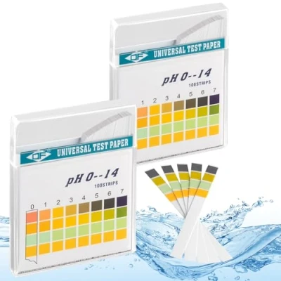 Image of ECENCE pH test strips 200 pcs. Hot tube pool and spa litmus paper measuring range 0 14 universal indicator acidity for aquariums drinking water