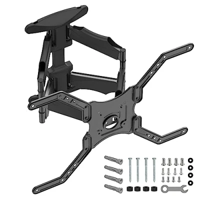 Image of NANOOK 5393040 full motion TV Wall bracket for 40 65 inch TVs Tiltable mount LCD, LED, QLED and OLED televisions Universal compatibility VESA 100x100 to 600x400 Black