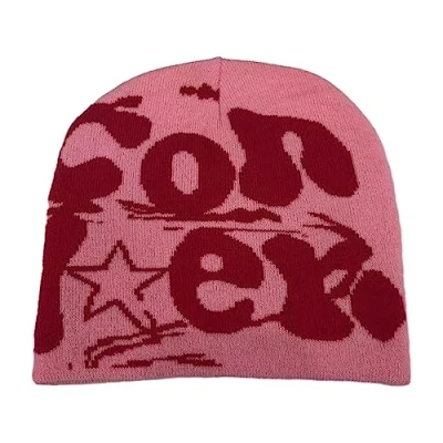 Image of TONXX Y2K Hip hop Unisex Beanie Hat Men Autumn and Winter Harajuku Style Photo Props Versatile Halloween Pile Bonnet Pink