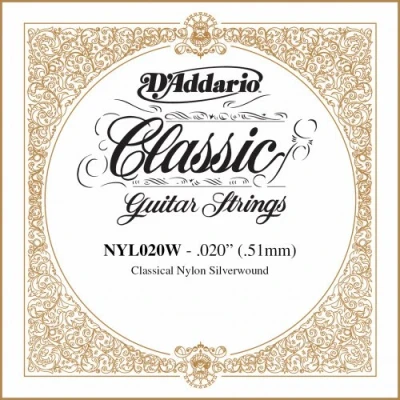 Image of D&#039;Addario .020 Silver Plated Copper Single String for Classical Guitar