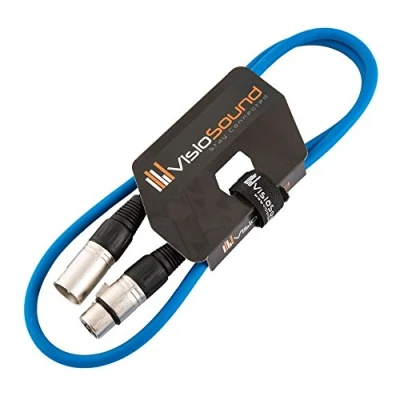 Image of Male to Female XLR Mic Lead/Balanced Microphone/Mic Patch Cable / 7 Colours 1m Blue