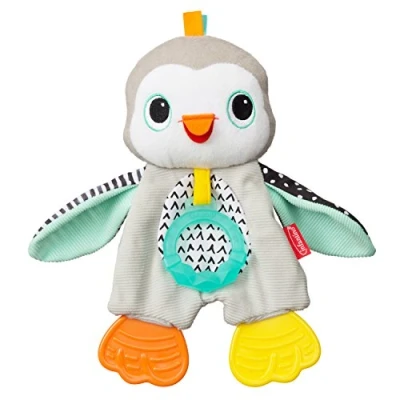 Image of Infantino Cuddly Teether Penguin for Sensory Exploration Silicone Teether, Teething Relief