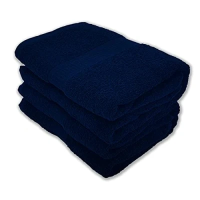Image of Pack of 2 Bath Sheets Set 100% Egyptian Cotton Hotel Quality Premium Towels 80 x 140 cm Fast Dry Long Lasting Material Bathroom (Navy)