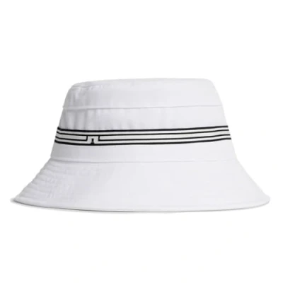 Image of J.Lindeberg Mens Denver Stripe Golf Bucket Hat White One Size